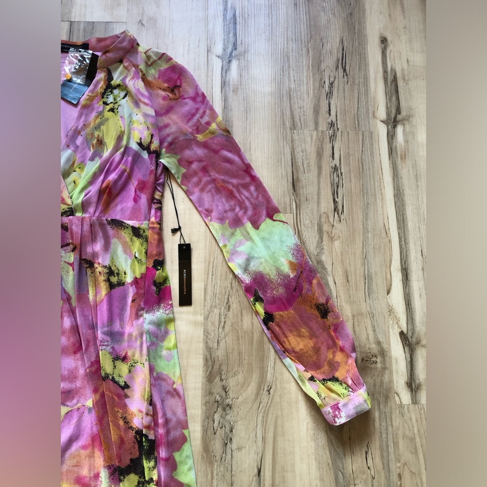BCBGMAXAZRIA Secret Garden Floral A-Line Dress NWT BC33167D Mesh Small Light - Picture 5 of 15